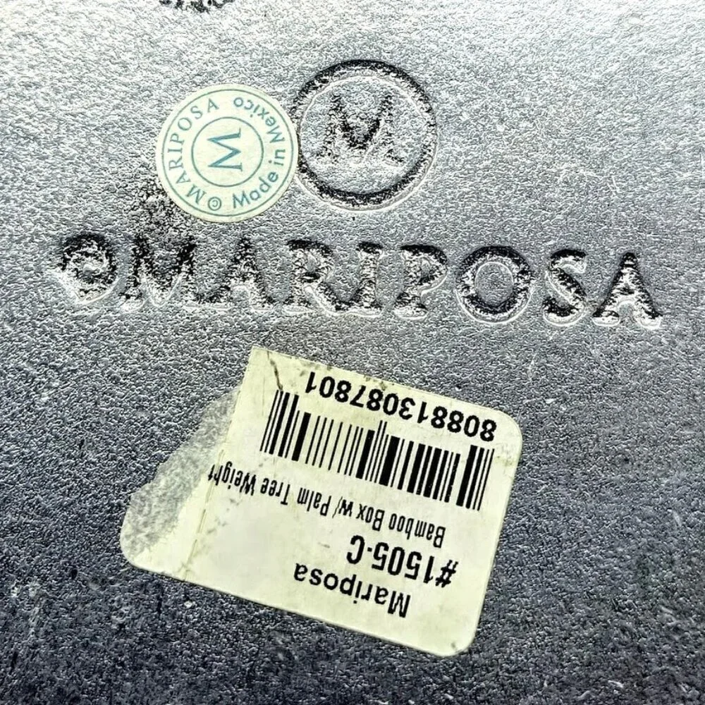 Mariposa Bamboo Square Metal Napkin Box NWT